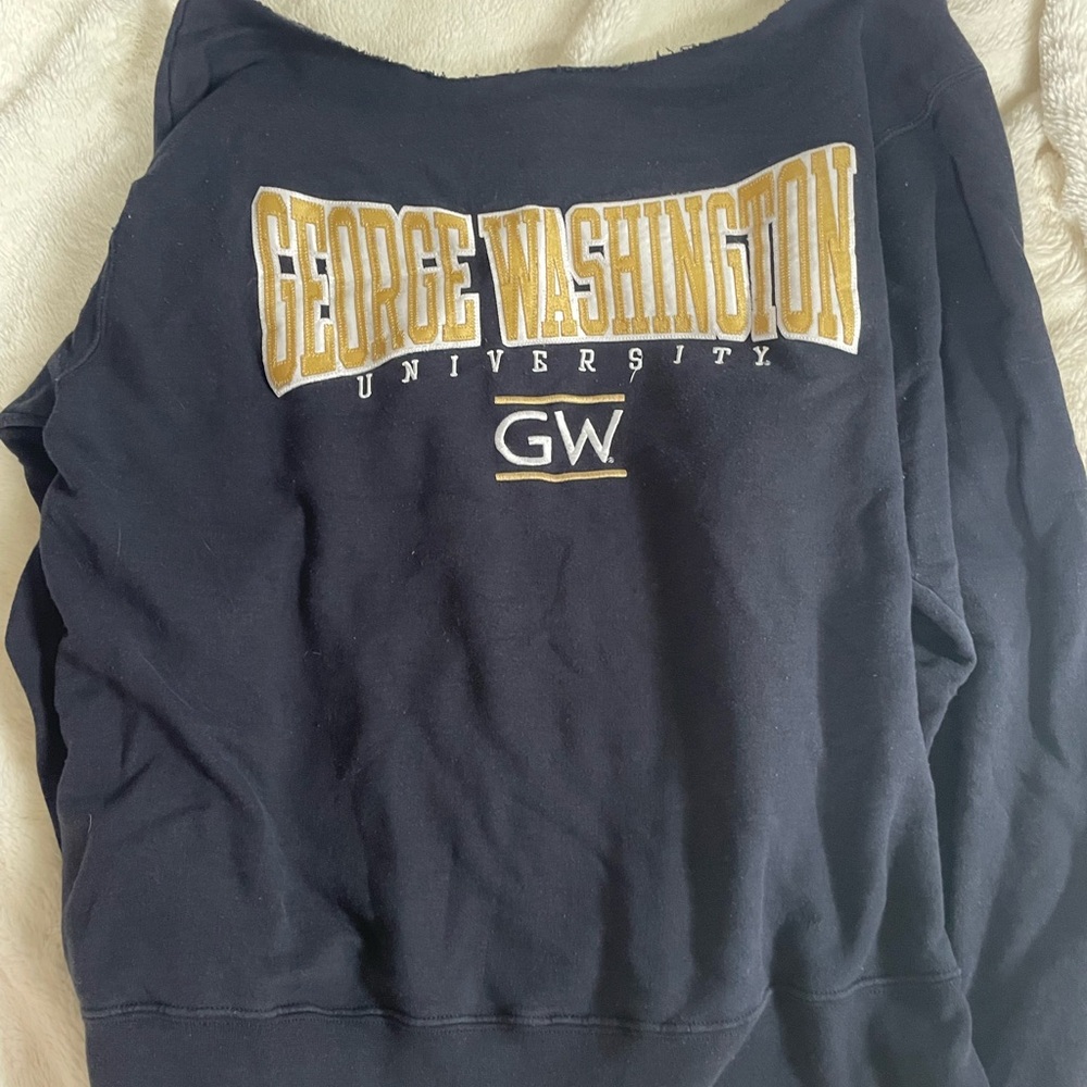 George Washington University Off the Shoulder Navy Sweatshirt